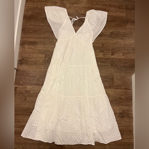 NWT Madewell Tie-Back Flutter-Sleeve Tiered Midi Dress in Soft White - Size S - Picture 6 of 11